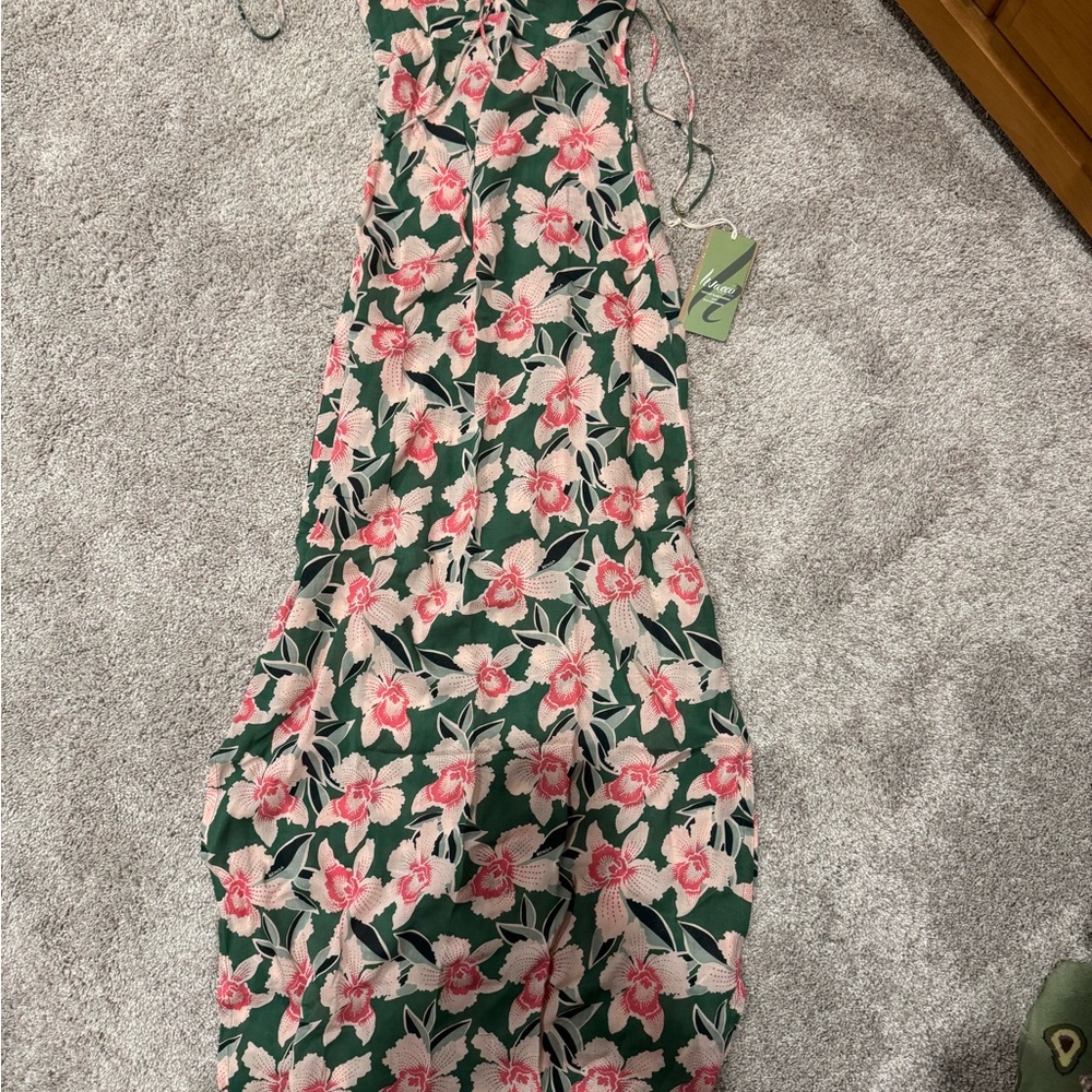 Benoa Swim Green and Pink Floral Maxi Dress